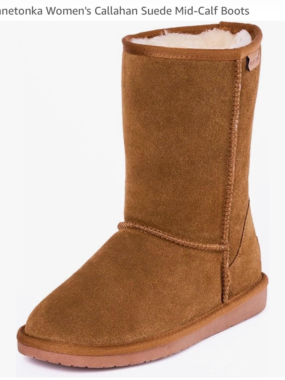 Minnetonka Tan Suede Shearling Boots